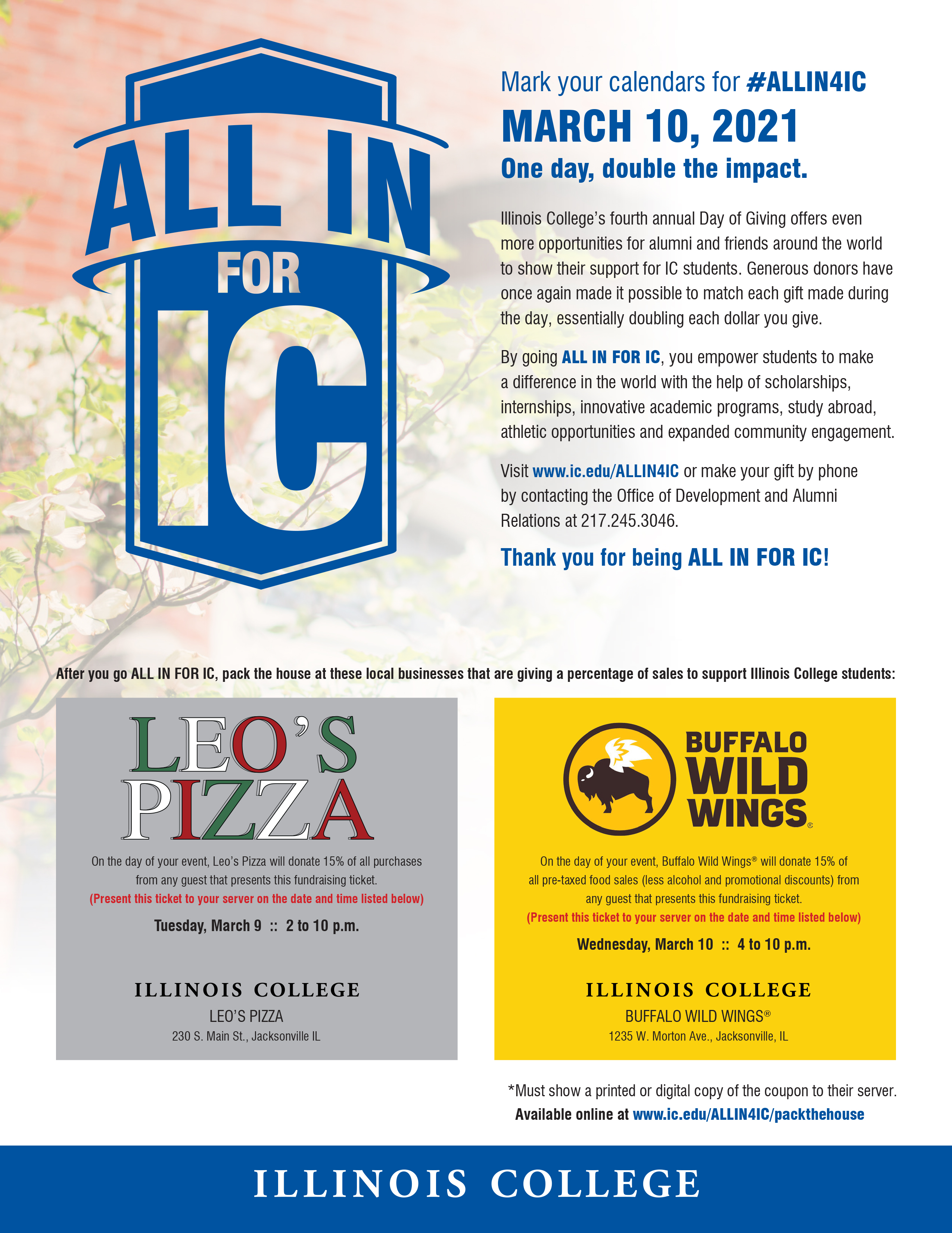 ALL IN FOR IC | Pack the House Events | Illinois College ALL IN FOR IC | Pack the House Events | Illinois College