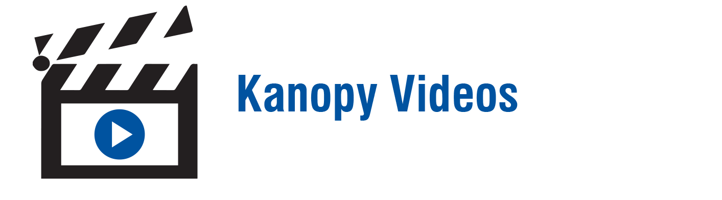 Redirect link for Kanopy. Picture of Kanopy clapperboard logo