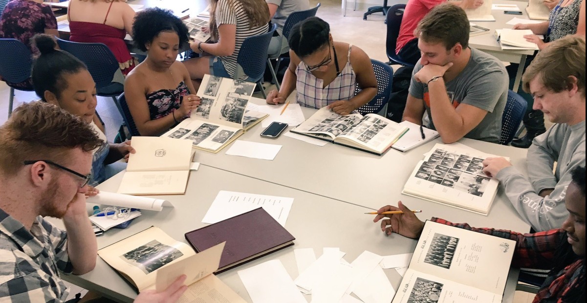 Public history class in the archives