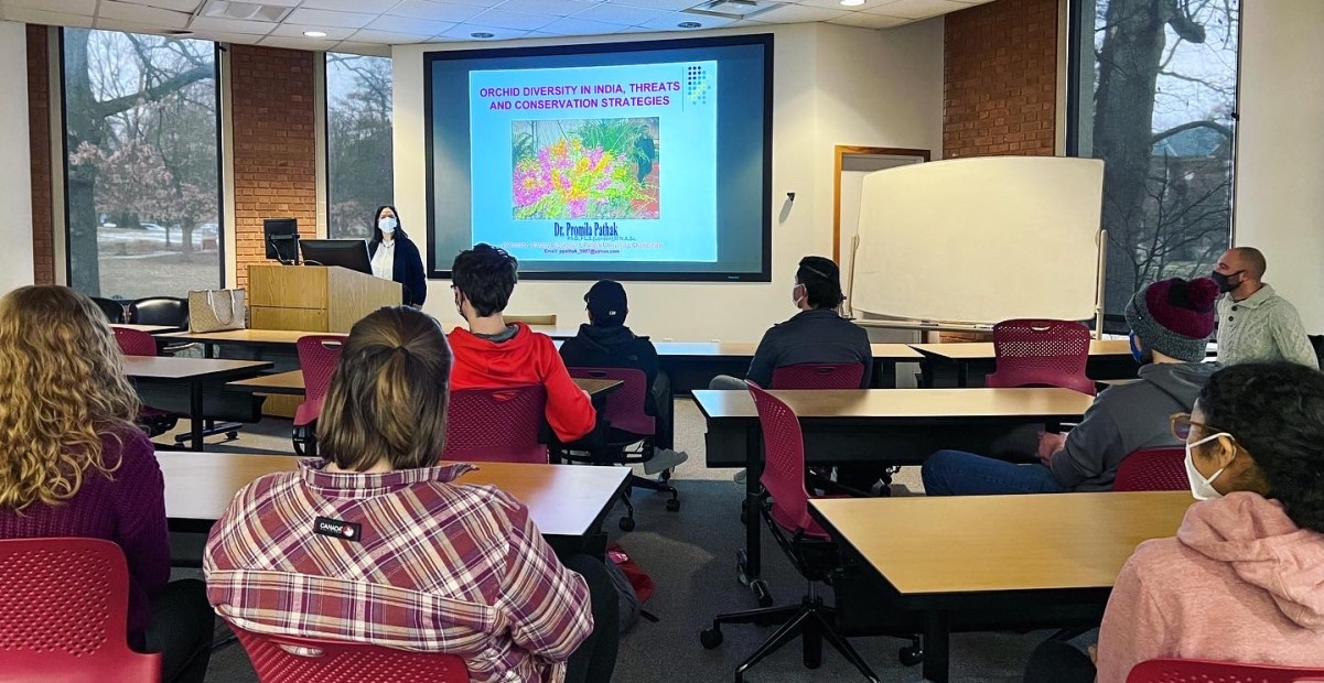 Promila Pathak, world-renowned orchid expert, at Illinois College