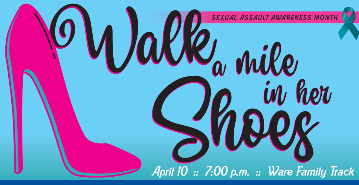 Graphic of walk a mile in her shoes event