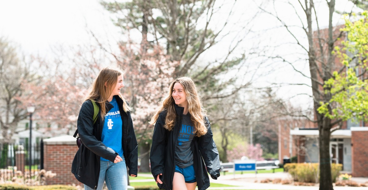 Students walking on campus