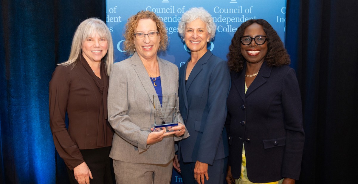 From left to right: Council of Independent Colleges President Marjorie Hass, Illinois College Provost Catherine O'Connell, Illinois College President Barbara A. Farley, Council of Independent Colleges Senior Vice President Titilayo Ufomata