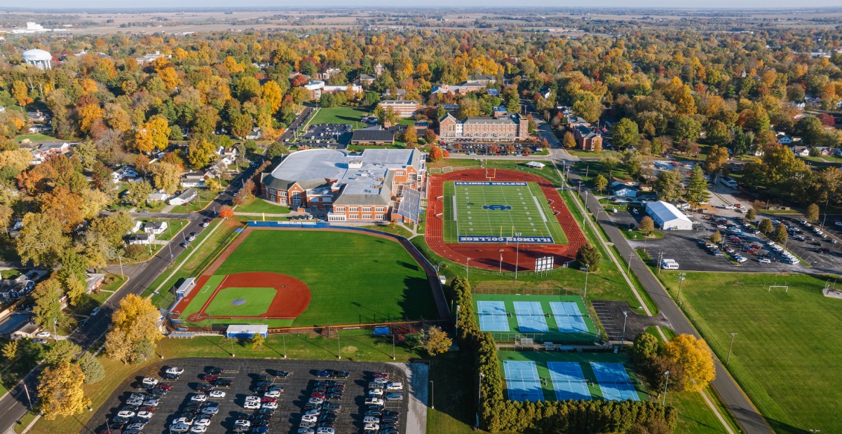 Aerial view of Illinois College athletics facilities