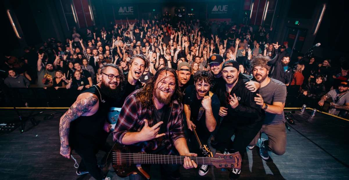 Alan Shawgo ’18 with rock band Fivefold at album release show in St. Louis, Missouri