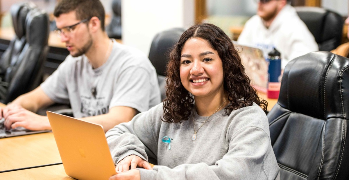 Student with computer
