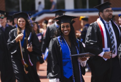 Student celebrating at commencement