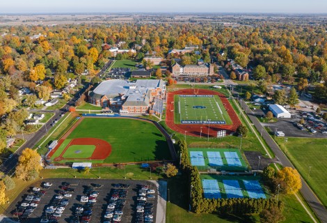 Aerial view of Illinois College athletics facilities