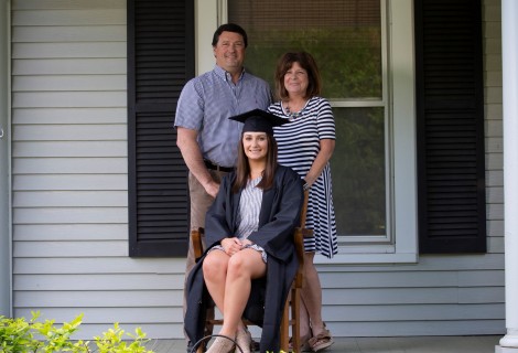 caroline grad on porch