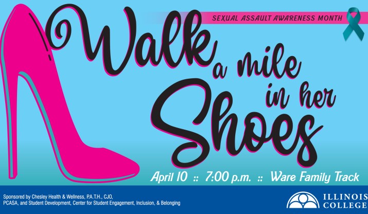 Graphic of walk a mile in her shoes event