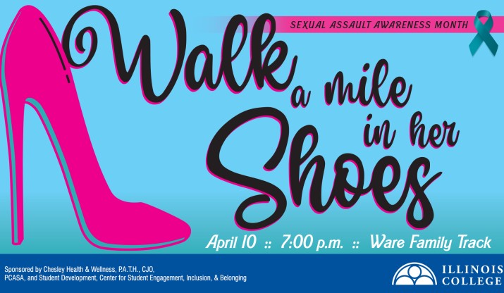 Graphic of walk a mile in her shoes event