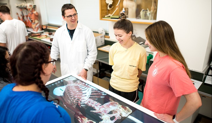 Professor Paul Hamilton demonstrates the dissection table