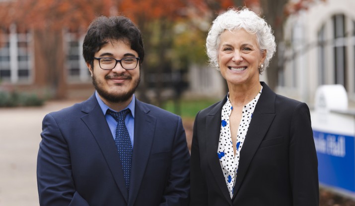 Marvin Romo and President Barbara Farley
