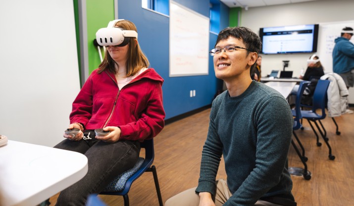Students participating in virtual reality