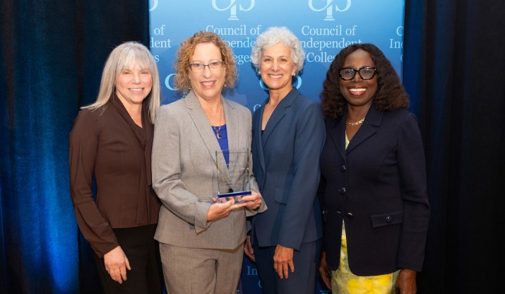 From left to right: Council of Independent Colleges President Marjorie Hass, Illinois College Provost Catherine O'Connell, Illinois College President Barbara A. Farley, Council of Independent Colleges Senior Vice President Titilayo Ufomata