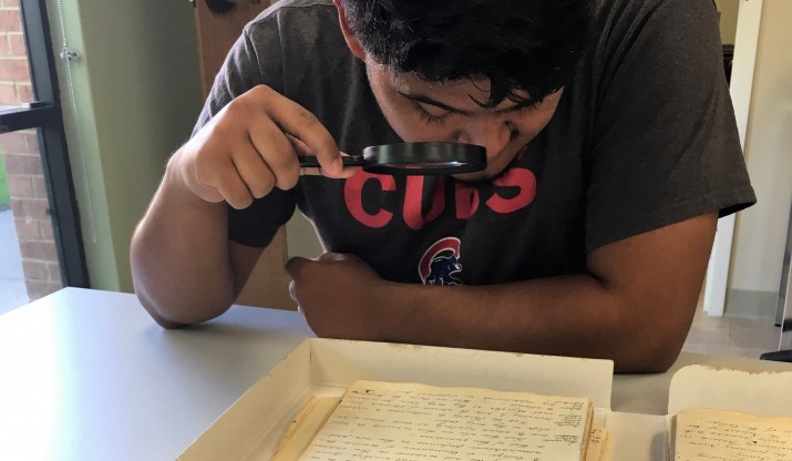 student in archives 