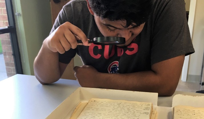 student in archives 